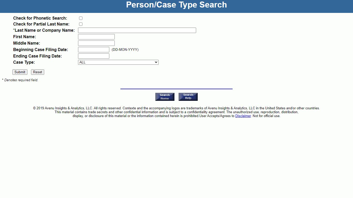 Person/Case Type Search - Delaware